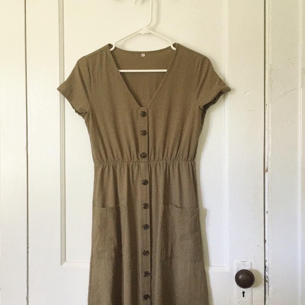 Cottagecore Olive Green Dress | Small